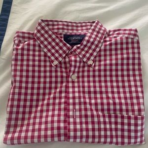 Men’s Charles Trywhitt Red and White Gingham button down. Size Large
